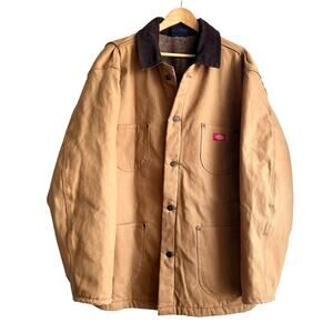 Vintage Dickies Brown Blanket Lined Chore Jacket Size XL 26x32